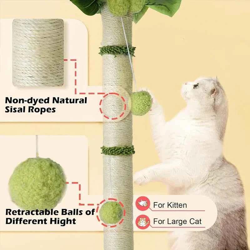 Cat Scratching Post Tree with Toys, 65cm