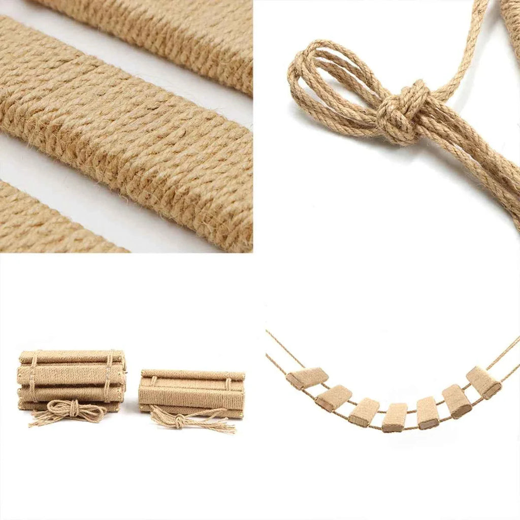 Wooden Cat Climbing Bridge & Ladder with Sisal Scratching Post