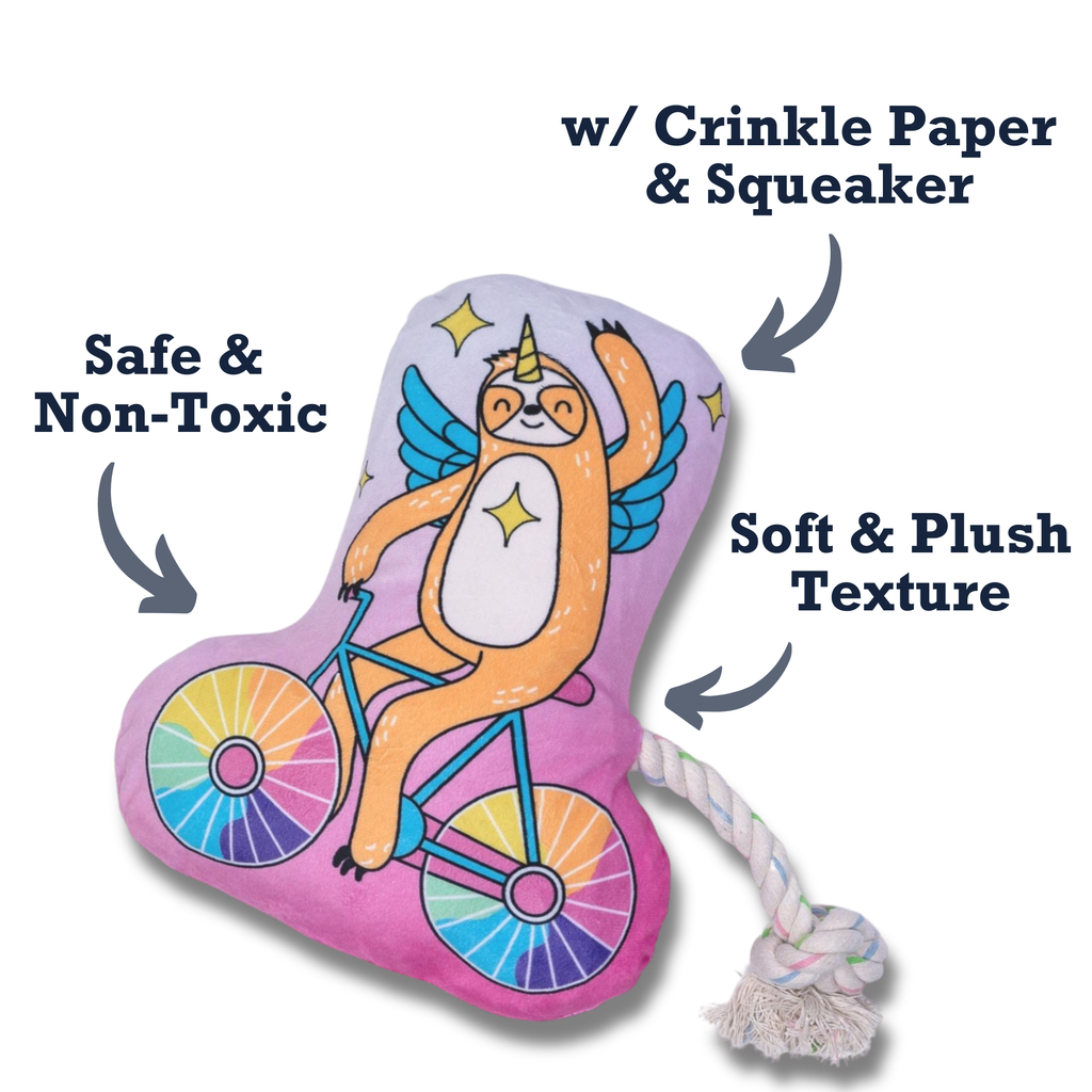 Slow Biker Large Plush Dog Toy with Squeaker and Crinkle Paper