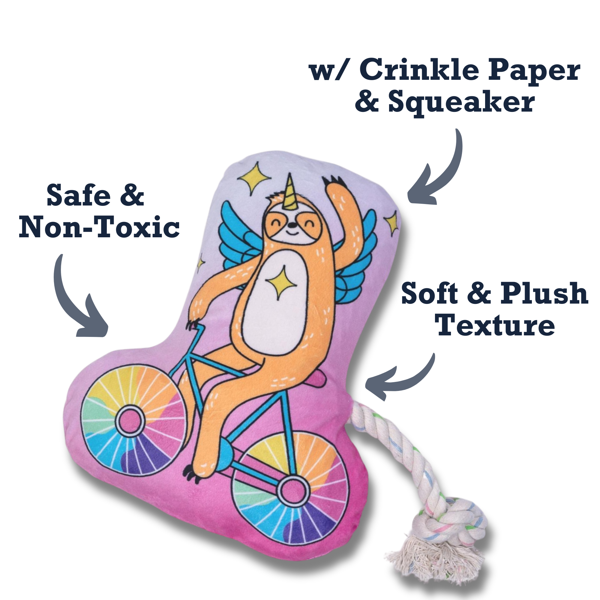 Slow Biker Large Plush Dog Toy with Squeaker and Crinkle Paper