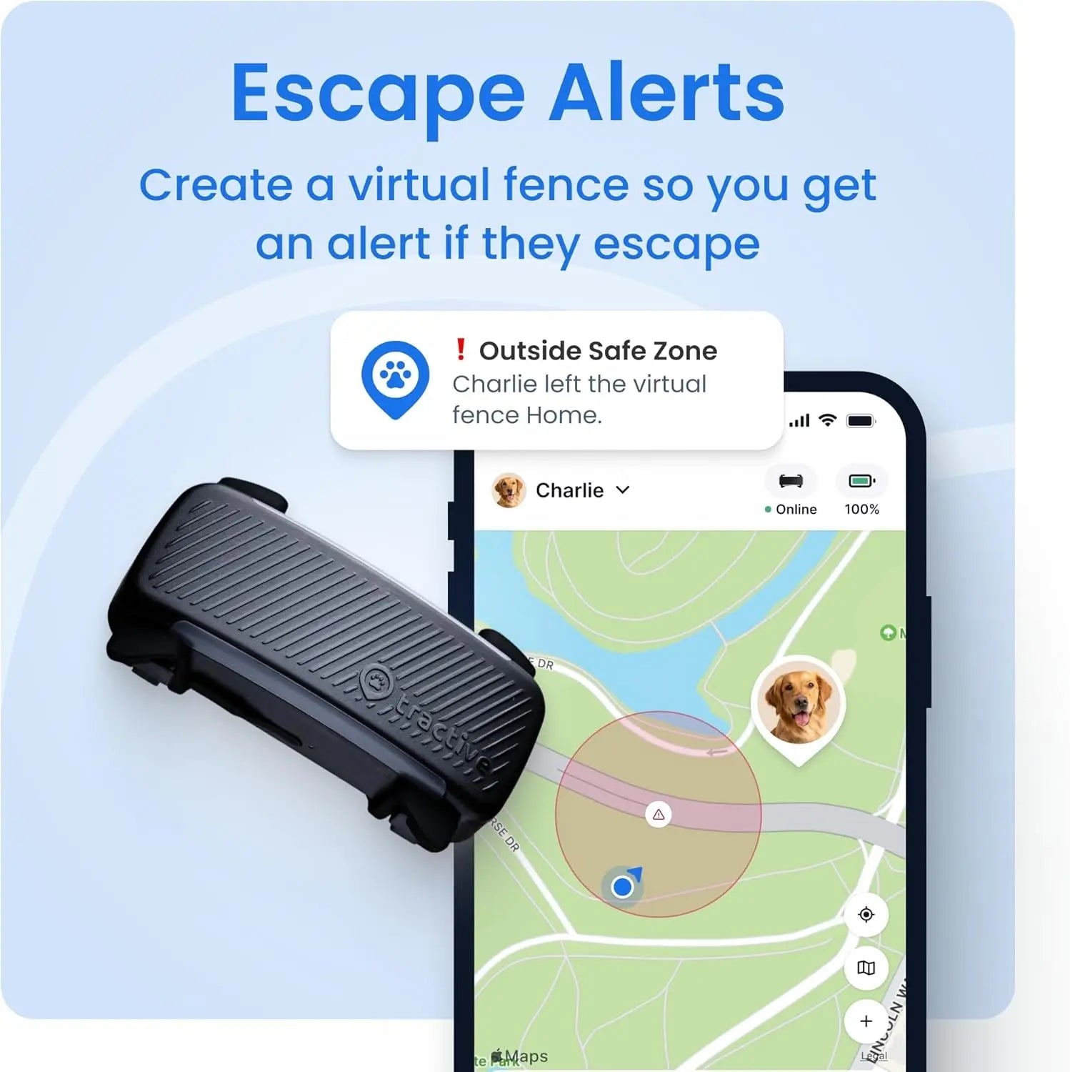 Smart GPS Dog Tracker with Health Monitoring – Black, for Dogs 8 lbs+