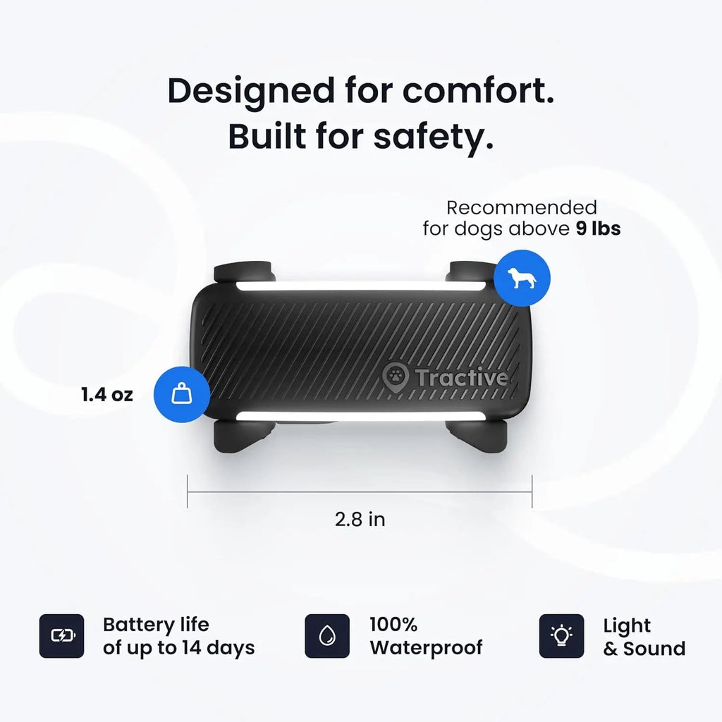 Smart GPS Dog Tracker with Health Monitoring – Black, for Dogs 8 lbs+
