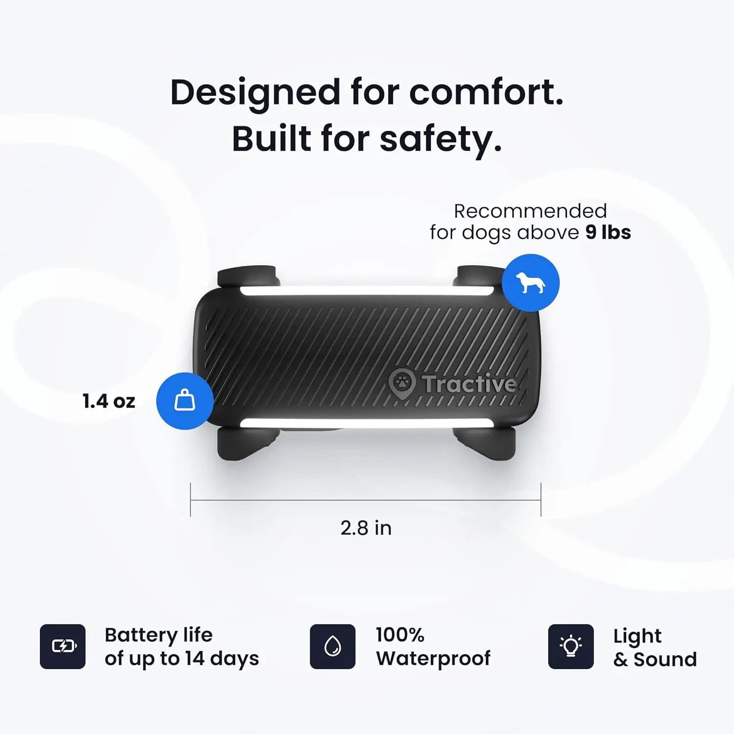 Smart GPS Dog Tracker with Health Monitoring – Black, for Dogs 8 lbs+