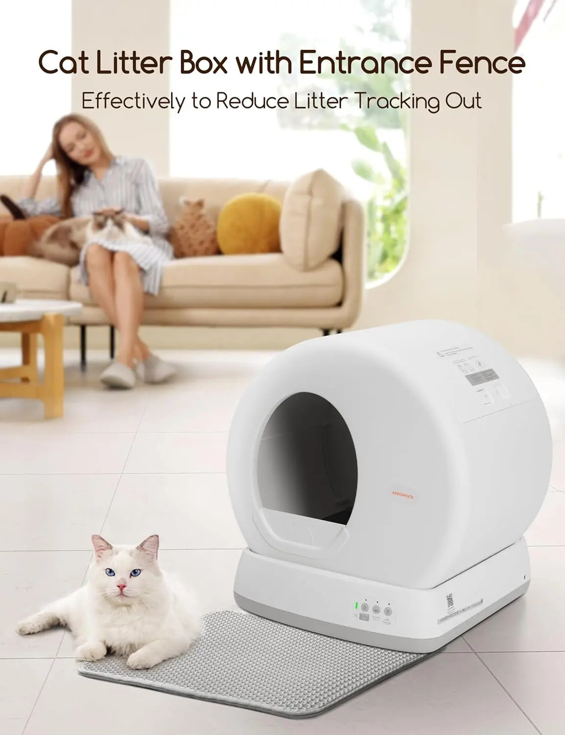 Self-Cleaning Cat Litter Box with App Control and Odor Management
