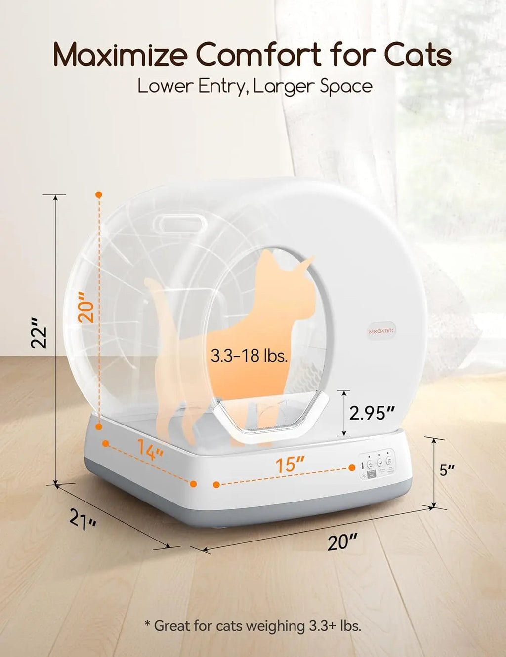 Self-Cleaning Cat Litter Box with App Control and Odor Management