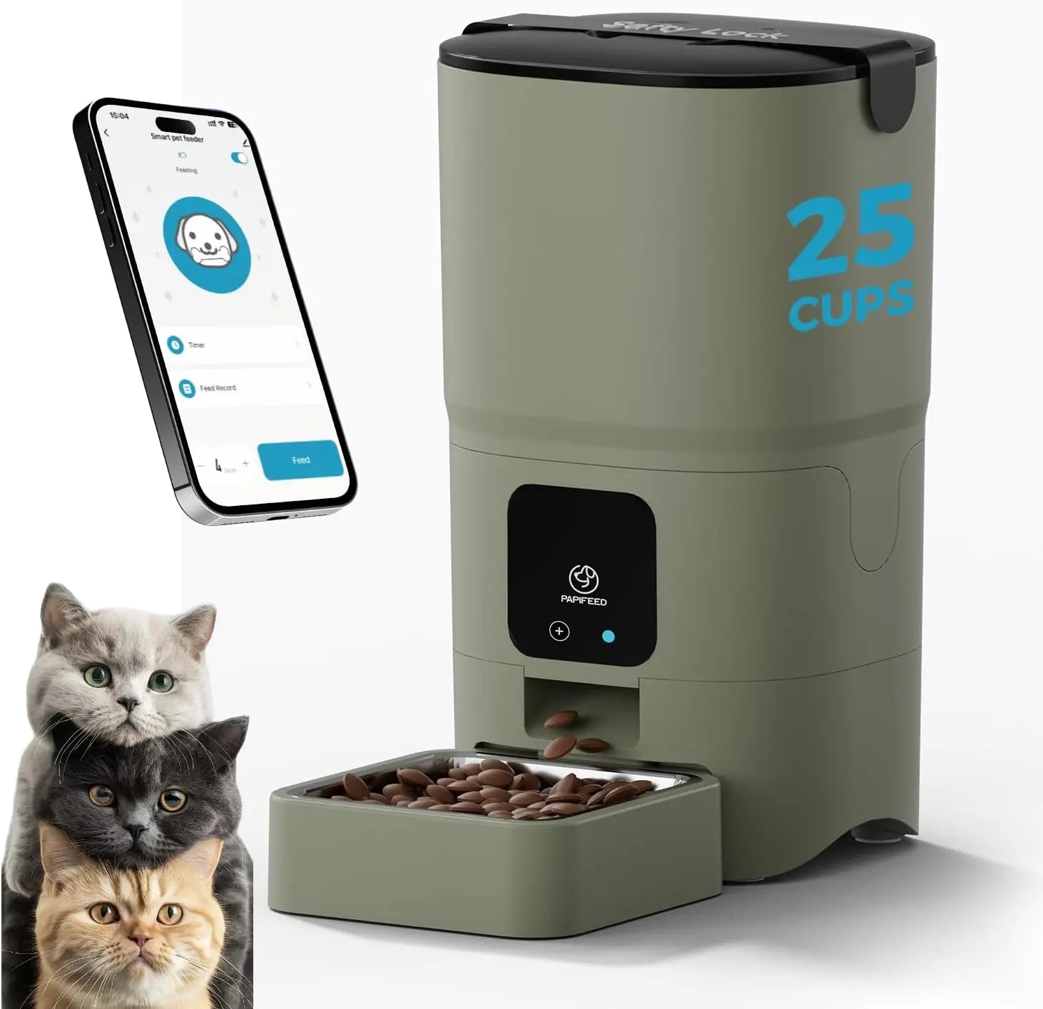 Smart WiFi Cat Feeder 6L – App-Controlled Auto Pet Feeder w/ Alexa & Dual Power