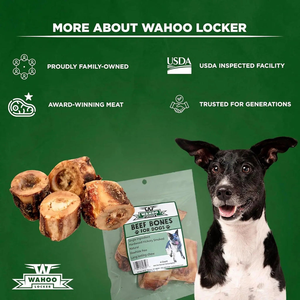 Hickory Smoked Beef Bones for Dogs, 1.5" (4 Pack)