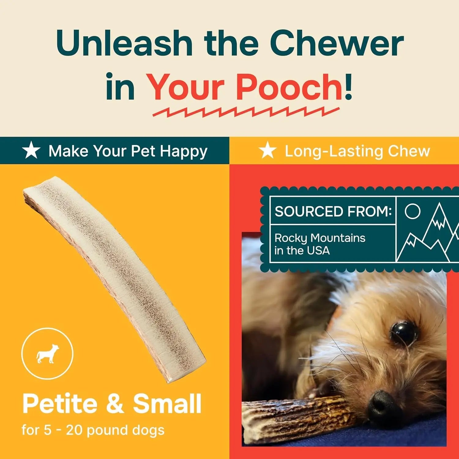 Split Elk Antler Chew for Small and Medium Dogs