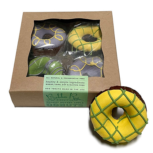 Spring Donut Dog Treats, Peanut Butter Apple, Box of 4