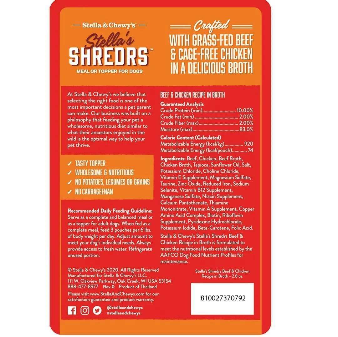 Shredded Beef & Chicken Dog Food in Savory Broth