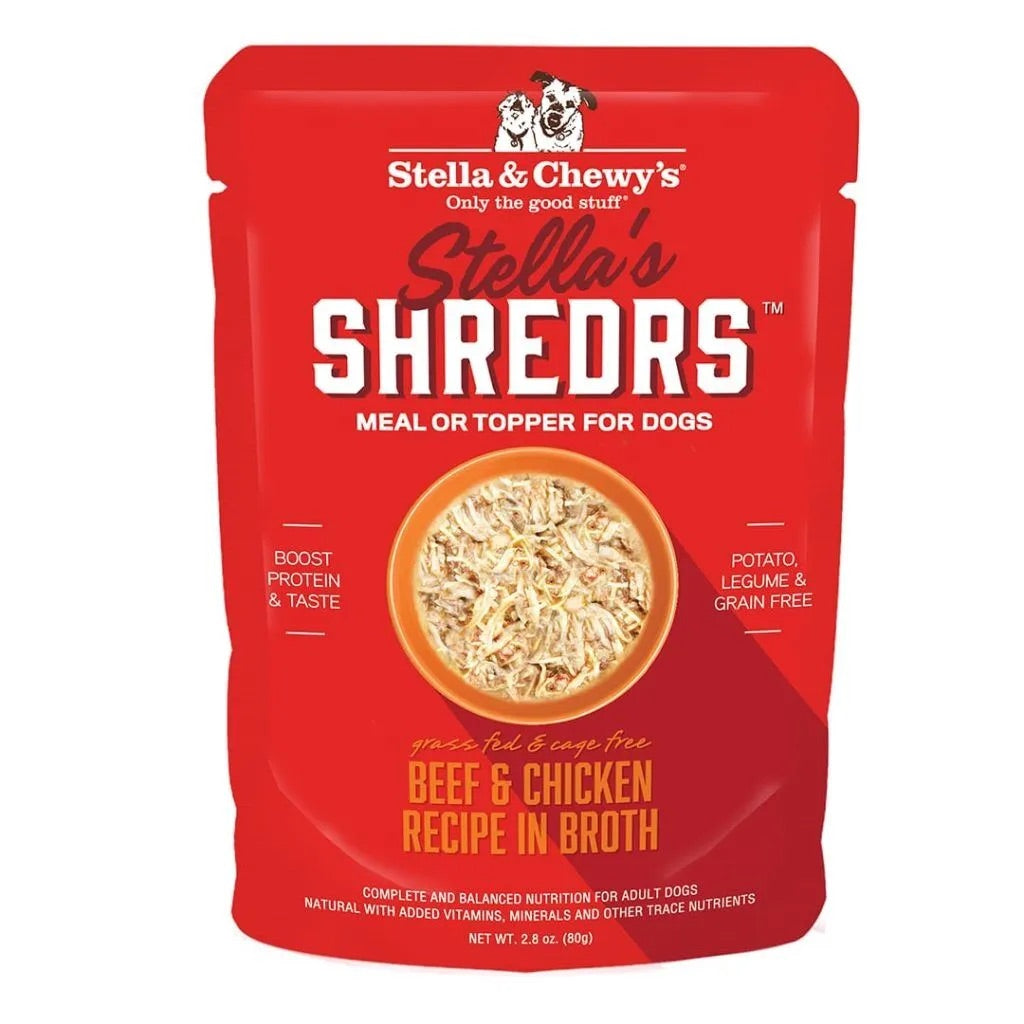 Shredded Beef & Chicken Dog Food in Savory Broth