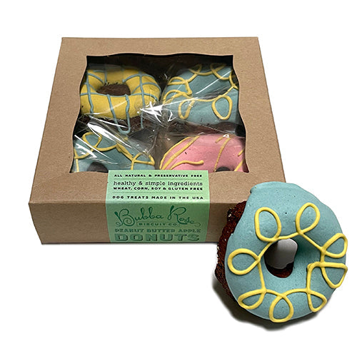 Summer Donut Dog Treats Box – Peanut Butter Apple, 4 Pack