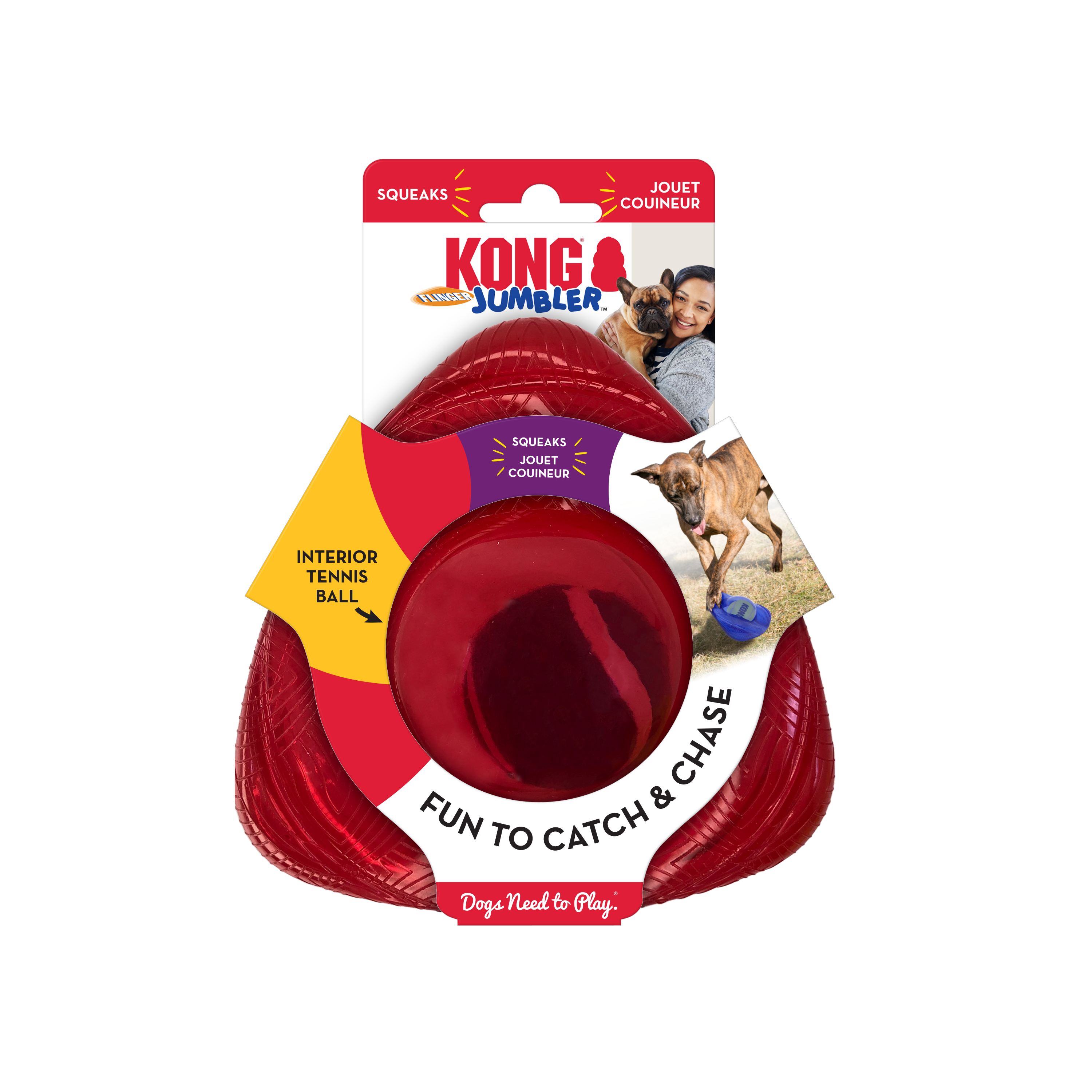 Interactive Dog Toy with Tumbling Ball and Squeaker