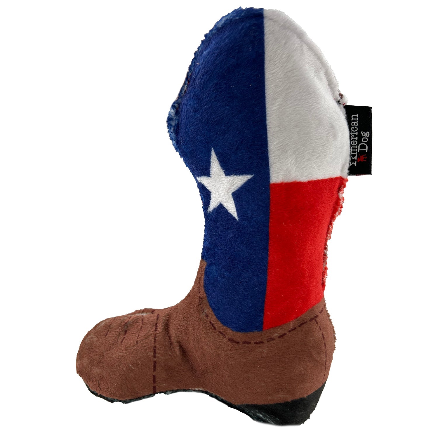 Texas Flag Cowboy Boot Dog Toy – Soft Fleece, Squeaks & Floats