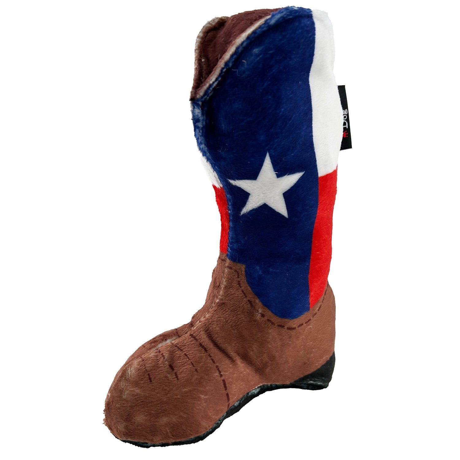 Texas Flag Cowboy Boot Dog Toy – Soft Fleece, Squeaks & Floats