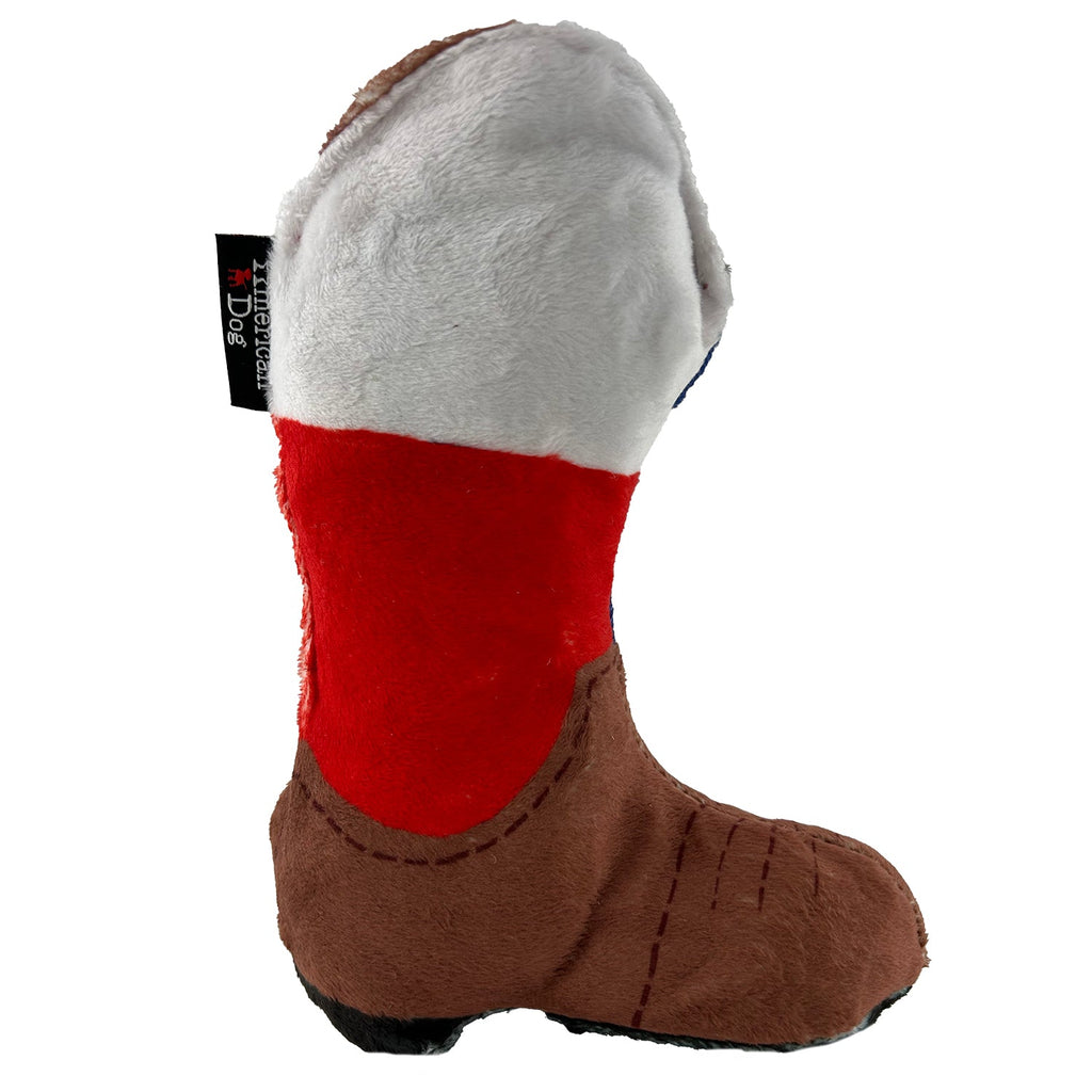 Texas Flag Cowboy Boot Dog Toy – Soft Fleece, Squeaks & Floats