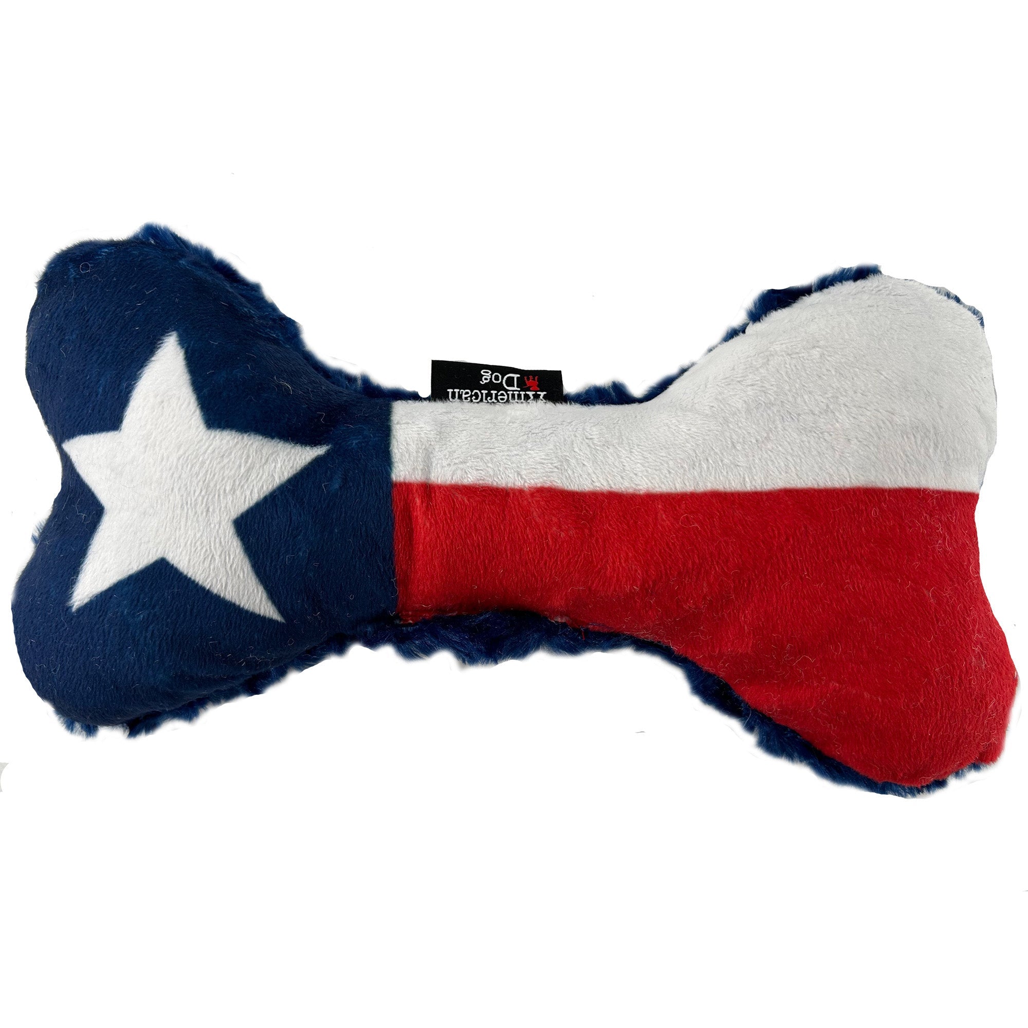 Texas Flag Bone Dog Toy – Soft Minky Fleece, Squeaker, Floats