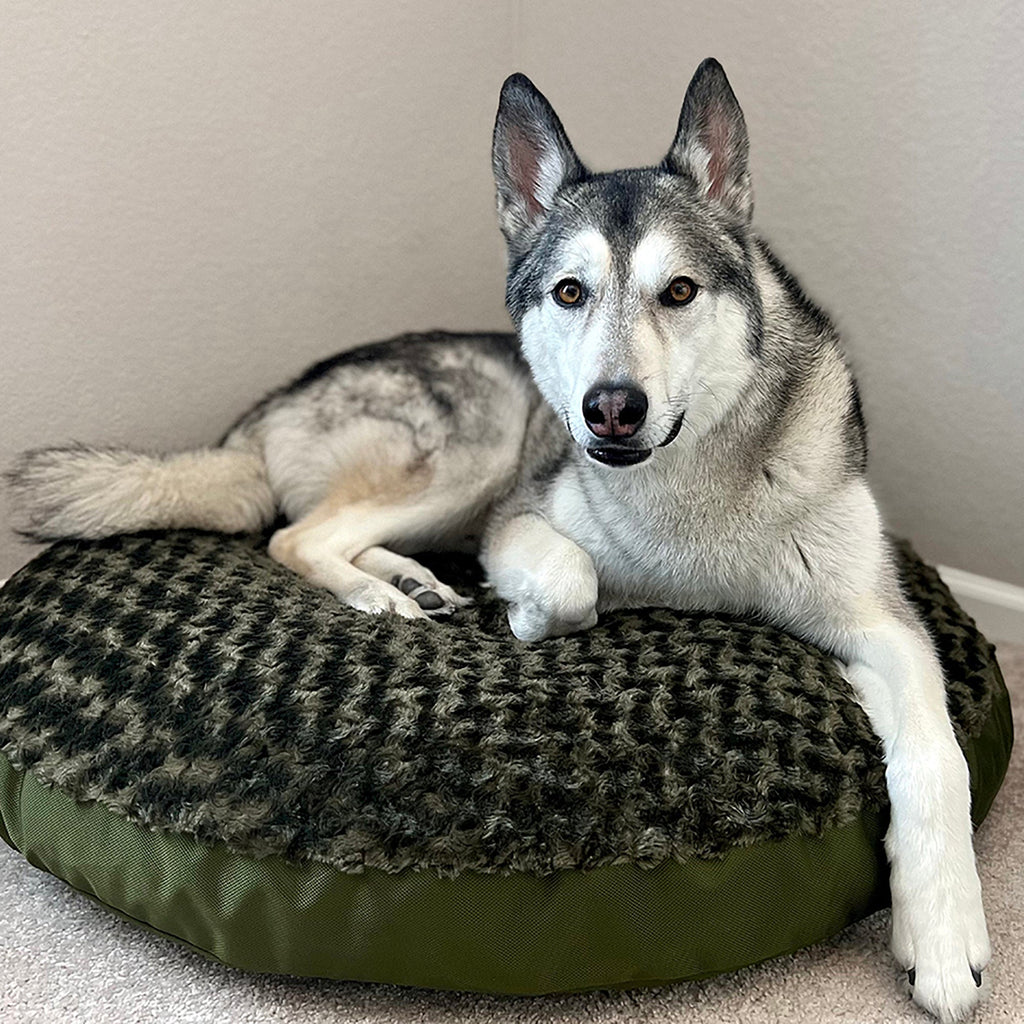 Furvana Round Orthopedic Dog Bed with Minky Fleece Cover