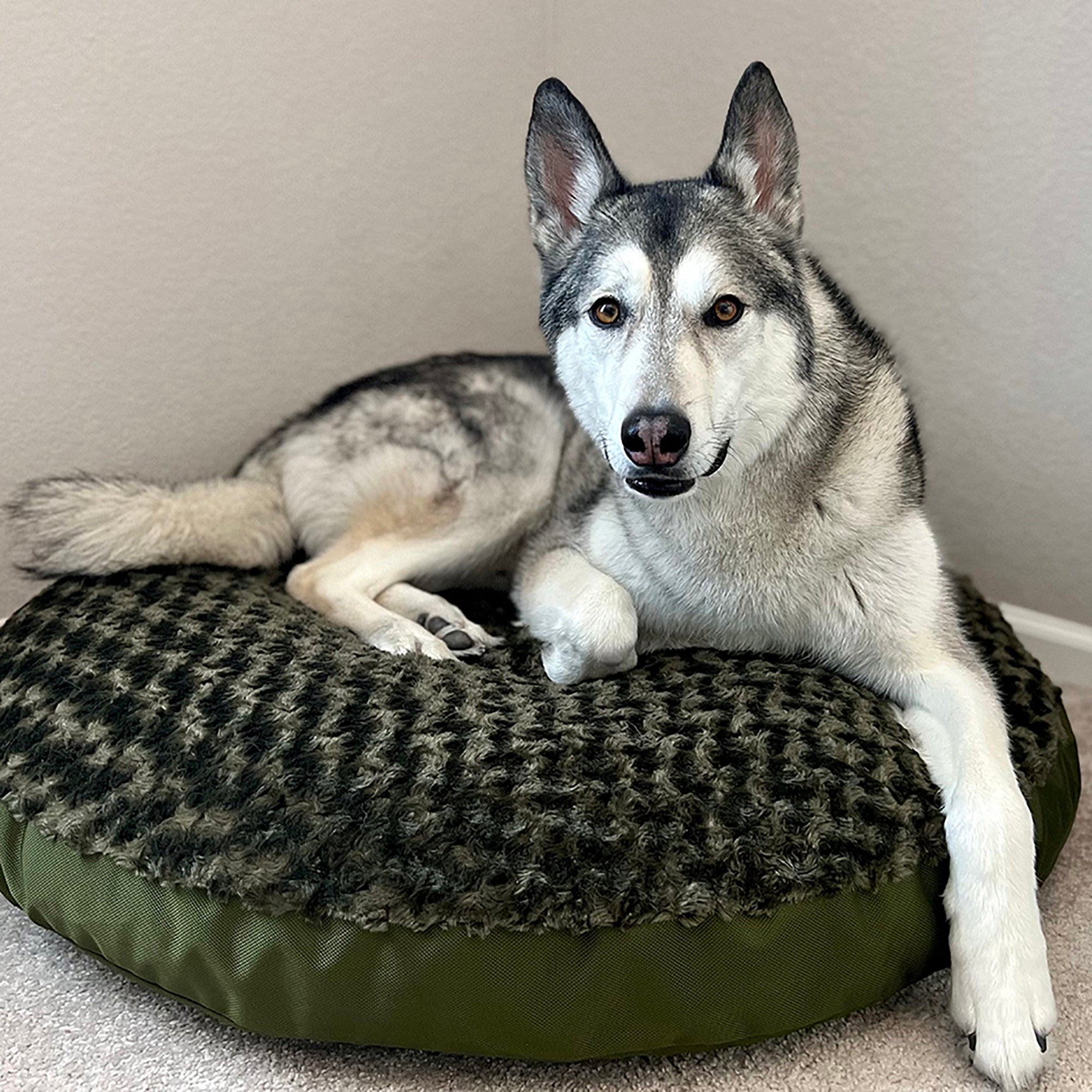 Furvana Round Orthopedic Dog Bed with Minky Fleece Cover