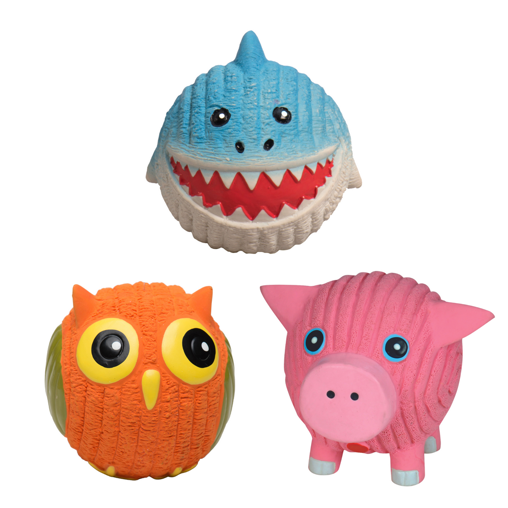 Ruff-Tex Small Dog Toy 3-Pack – Pig, Owl, Shark