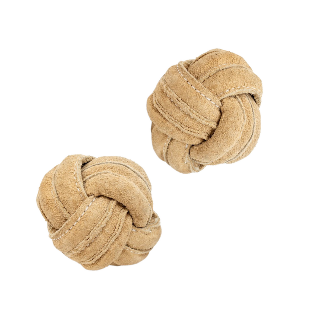 Huggle-Hide Natural Leather Ball Dog Toy