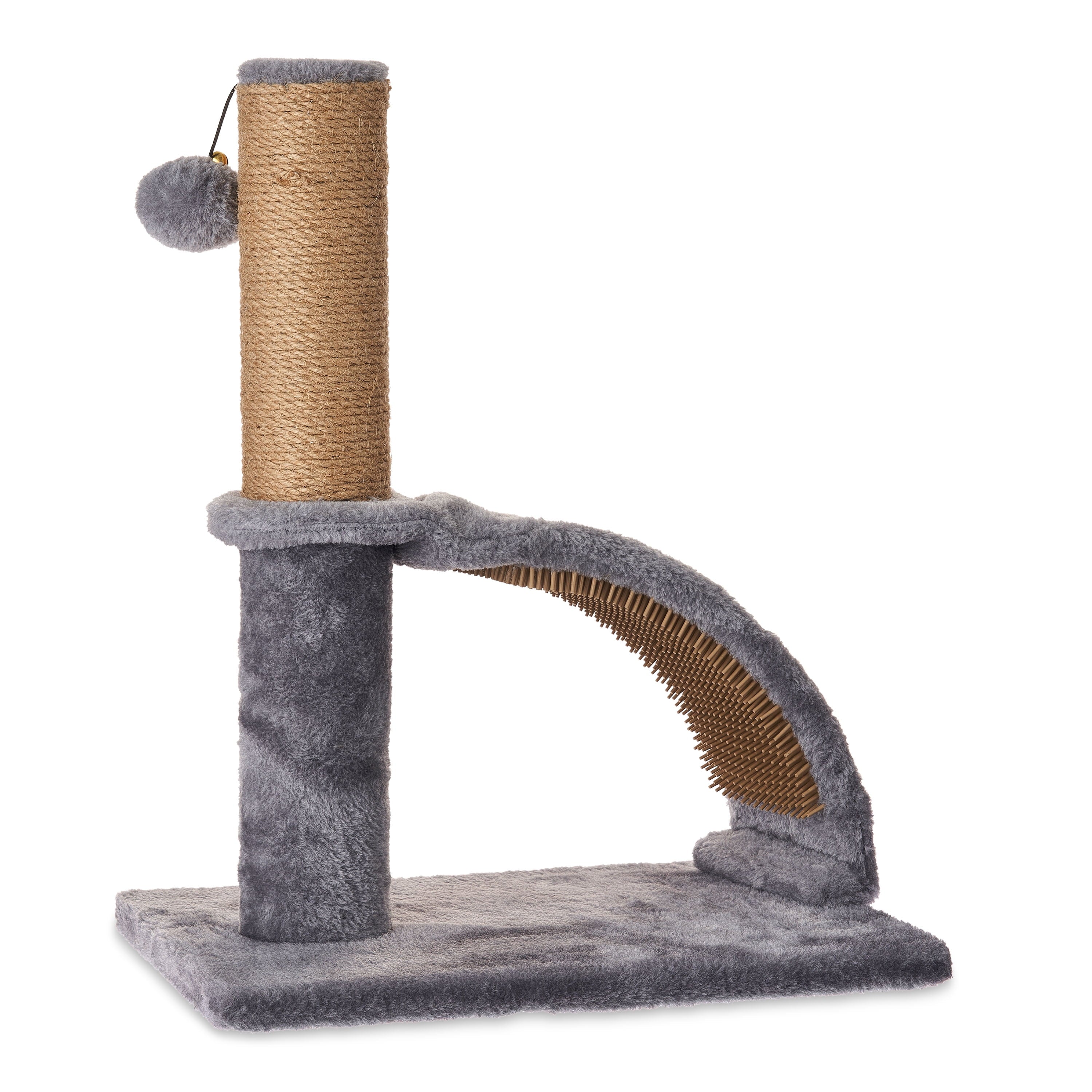 17" Deluxe Jute Cat Scratching Post with Grooming Brush