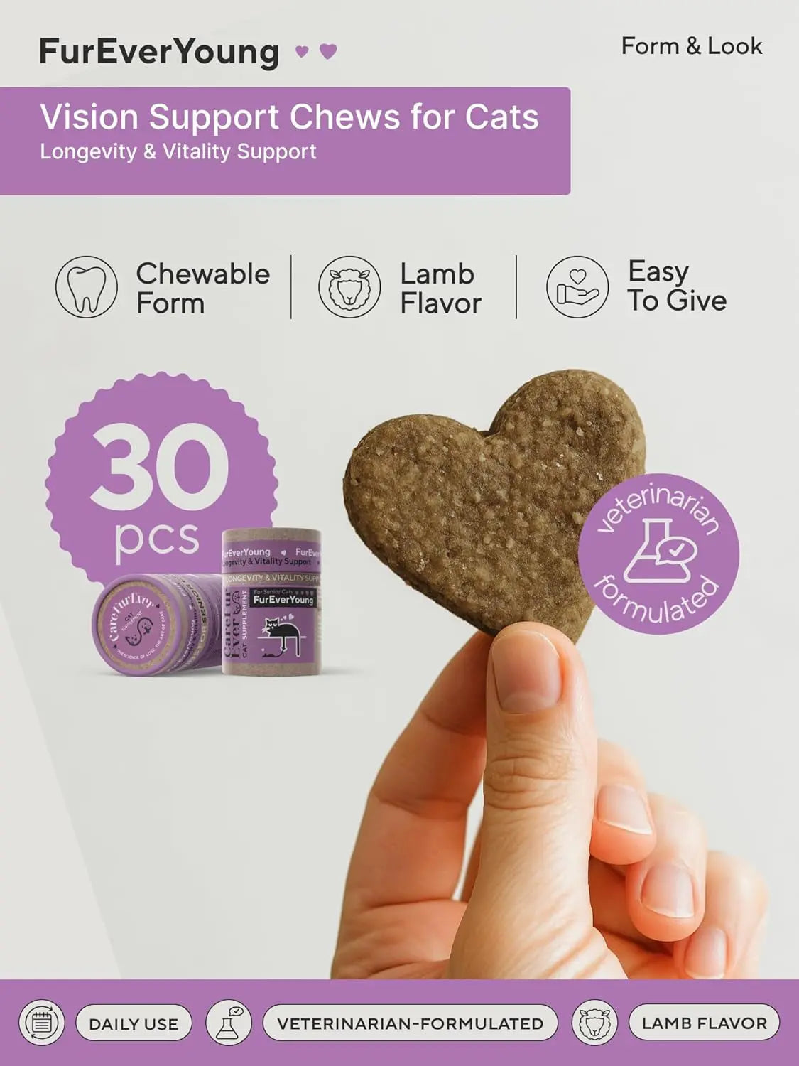 Senior Cat Vitamin Soft Chews for Brain and Vision Support