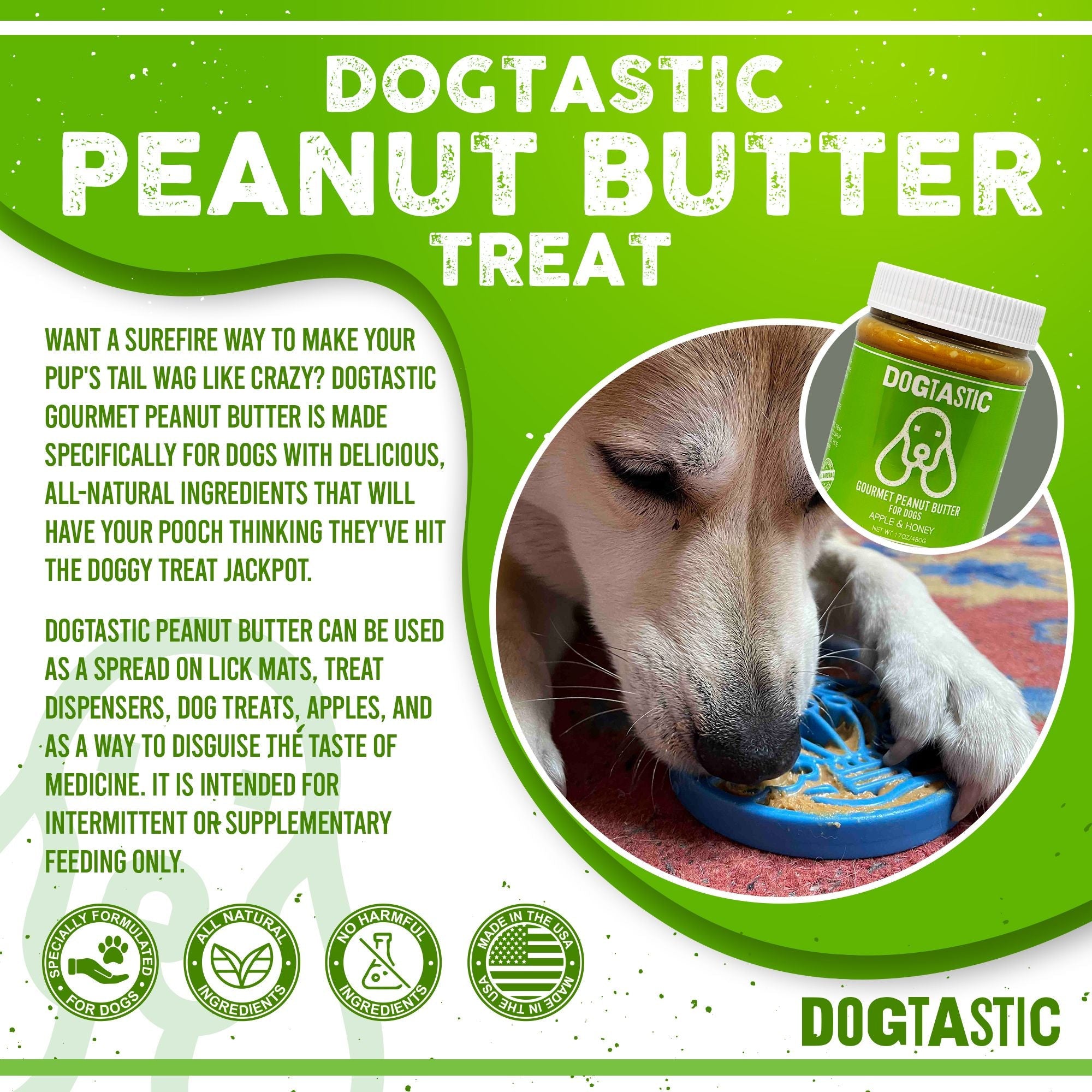 All-Natural Peanut Butter for Dogs, 16 oz – Peanuts, Flax Seed & Pumpkin