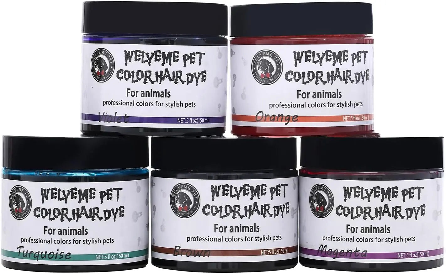 Permanent Dog Hair Dye Kit for Light Coats, Complete Application Set