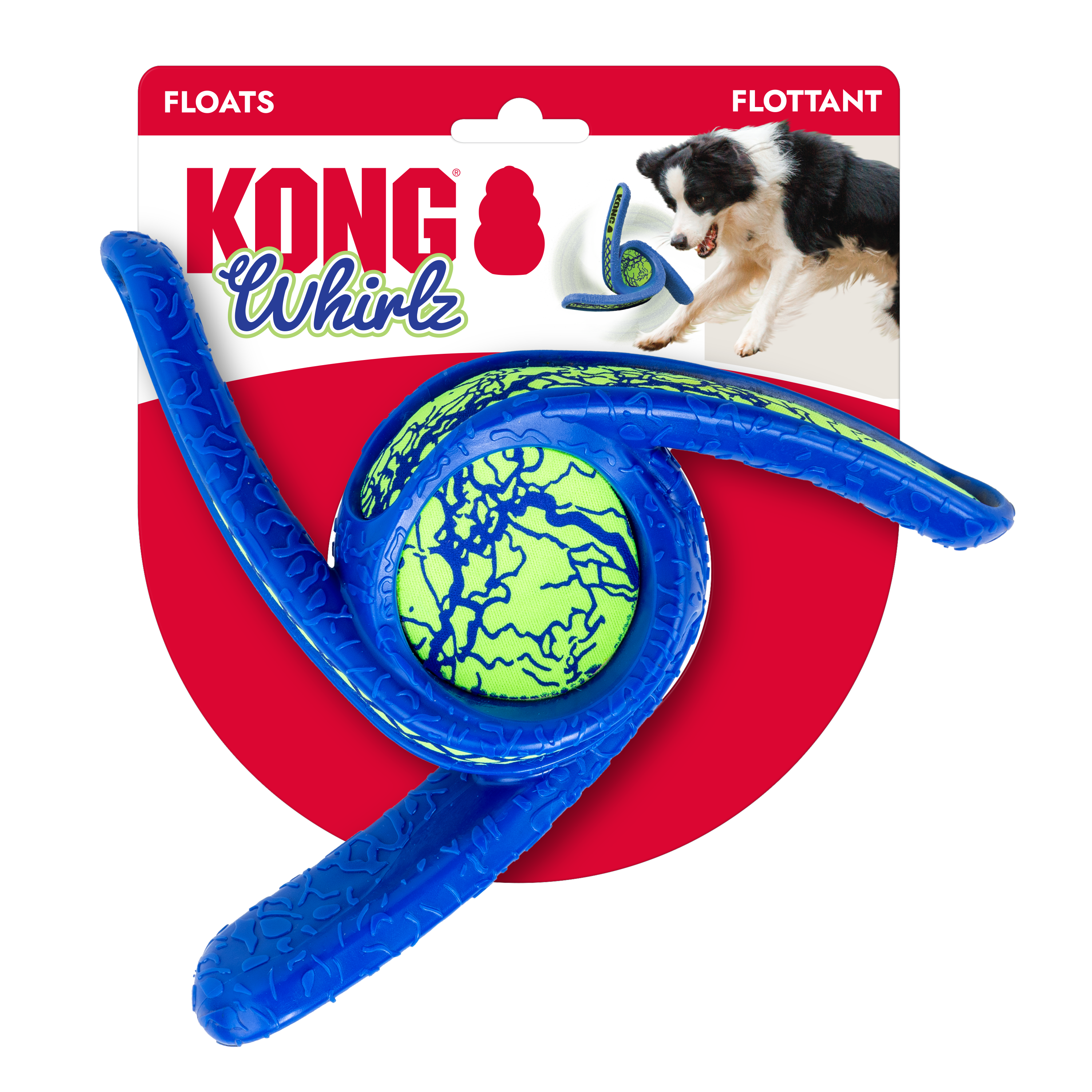 KONG Whirlz Throw Dog Toy – Durable, Squeak-Free, Floats