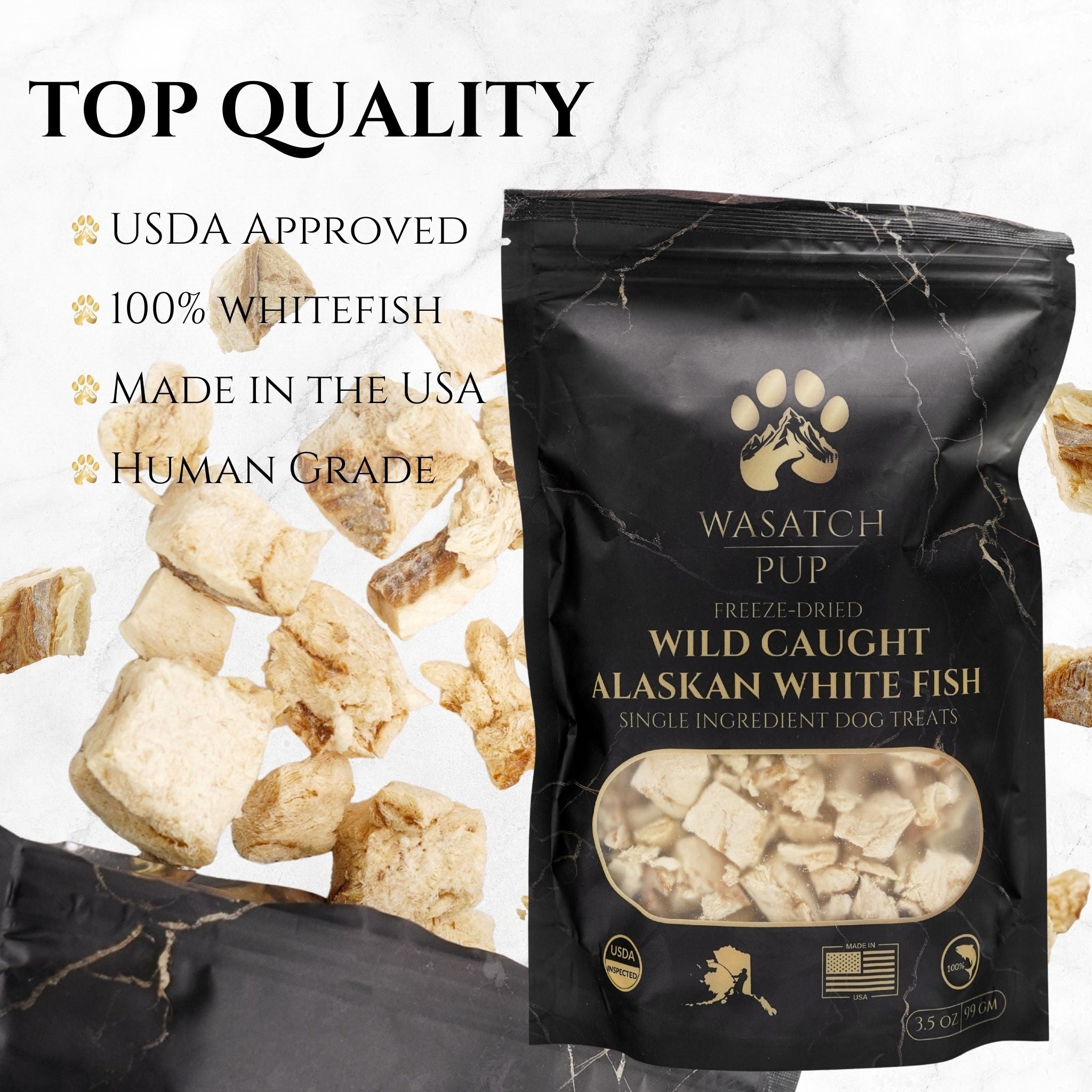 Freeze-Dried Wild Alaskan Whitefish Treats for Dogs & Cats