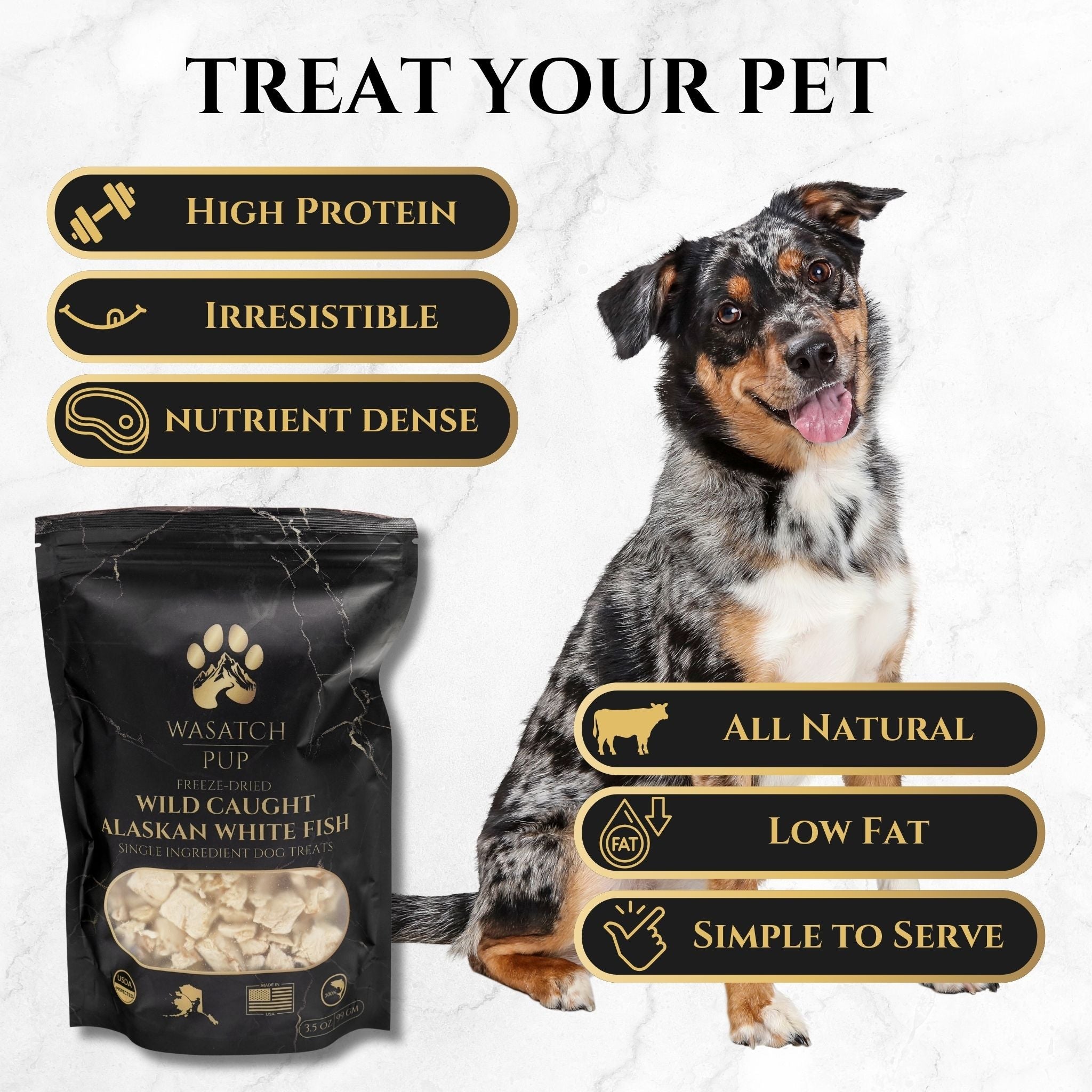 Freeze-Dried Wild Alaskan Whitefish Treats for Dogs & Cats