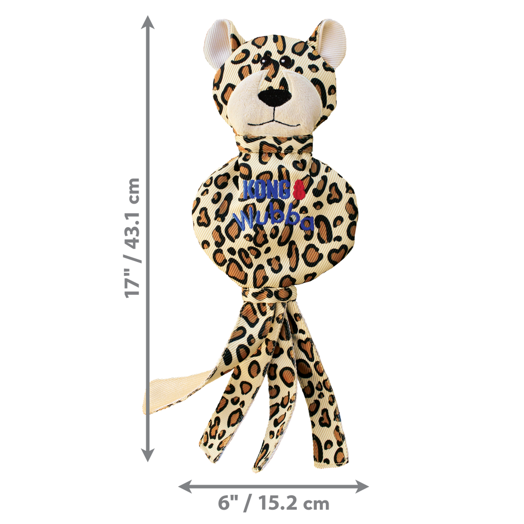 Wubba No Stuff Cheetah Dog Toy with Squeaker