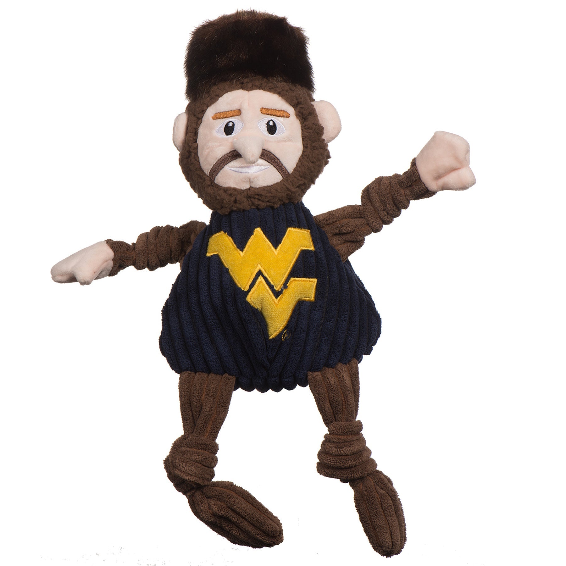 WVU Mountaineer Knottie Plush Dog Toy with Squeakers