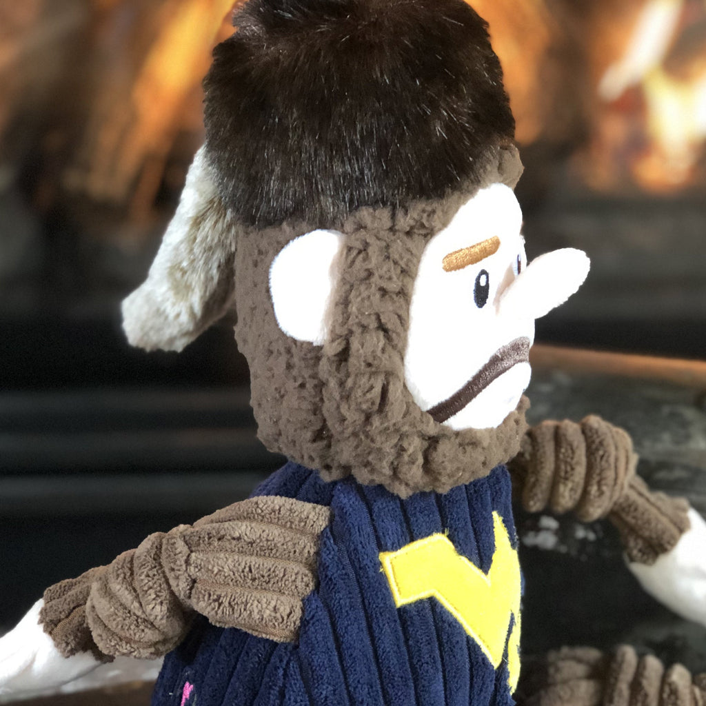 WVU Mountaineer Knottie Plush Dog Toy with Squeakers