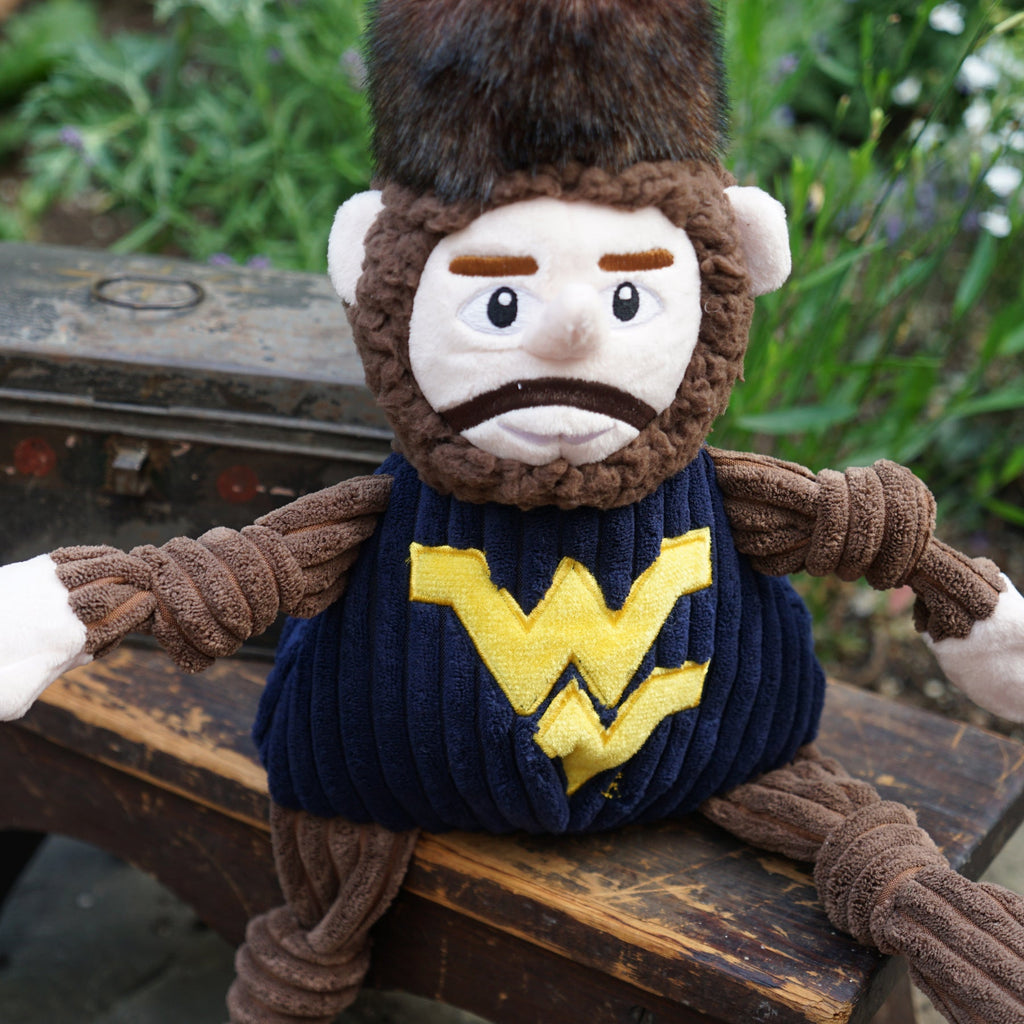 WVU Mountaineer Knottie Plush Dog Toy with Squeakers