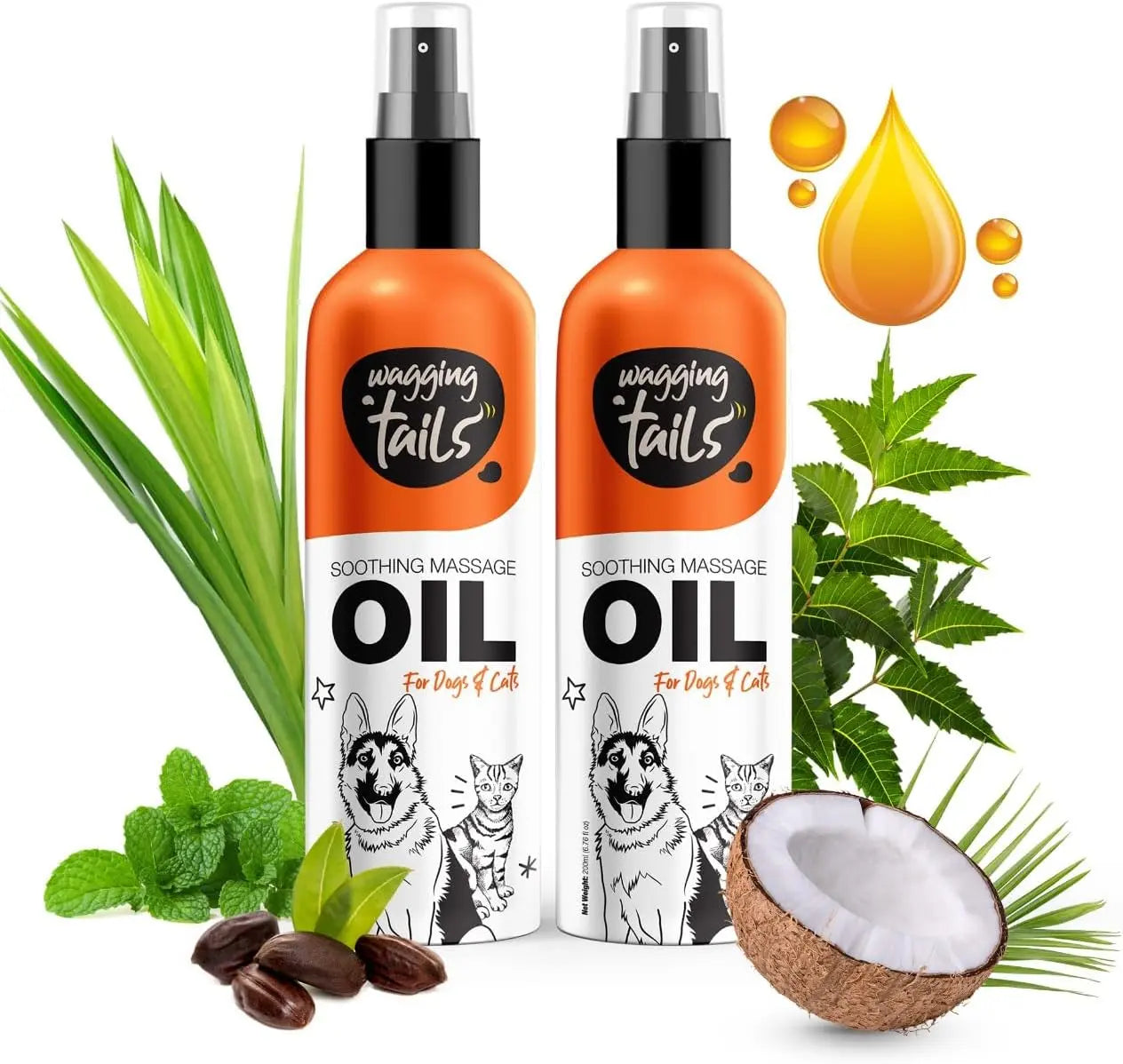 Wagging Tails 6-in-1 Soothing Oil for Dogs & Cats – Coconut Skin & Coat Care 6.76oz