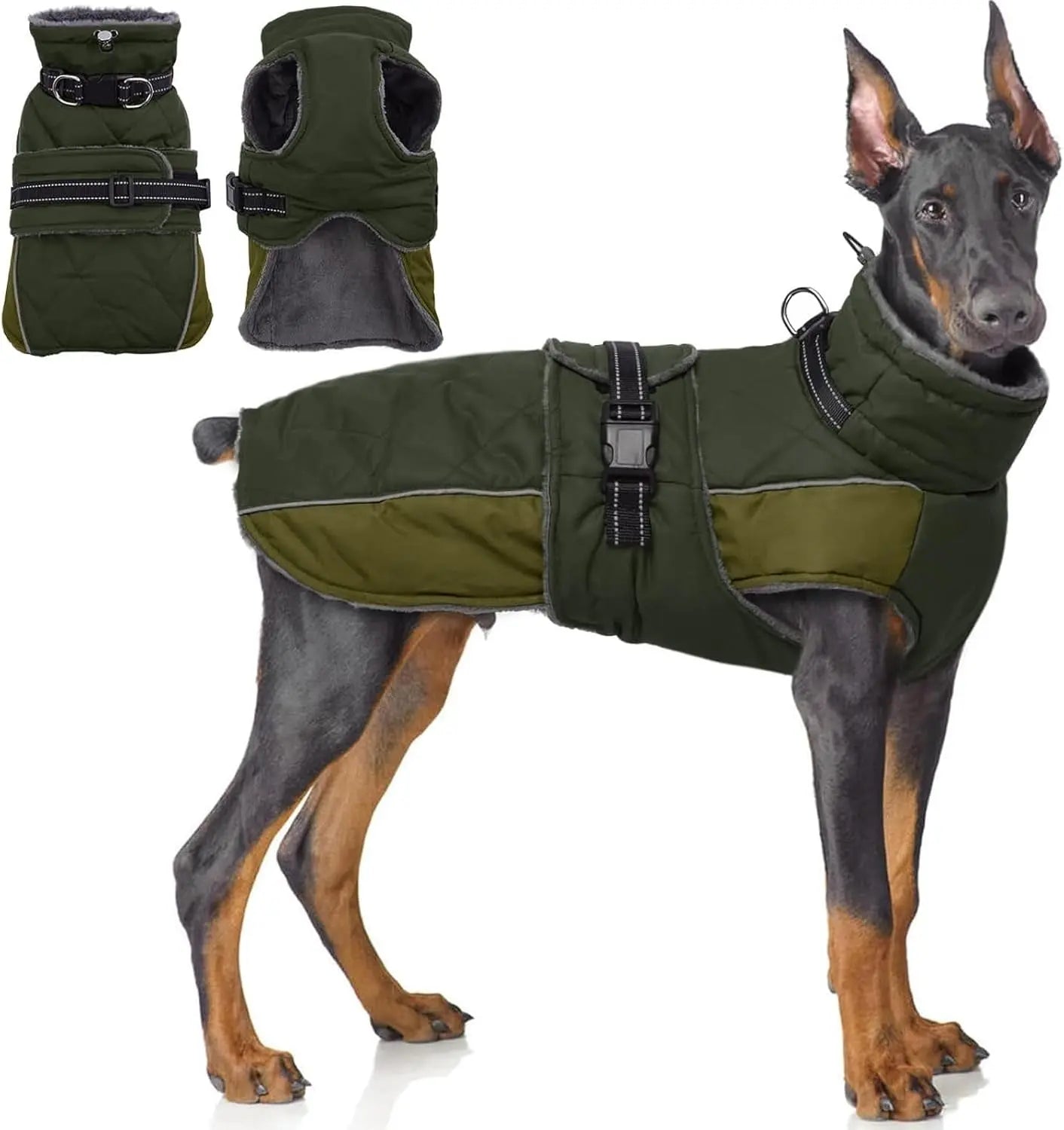 Warm Waterproof Dog Jacket Reflective Turtleneck Adjustable Coat XS–3XL
