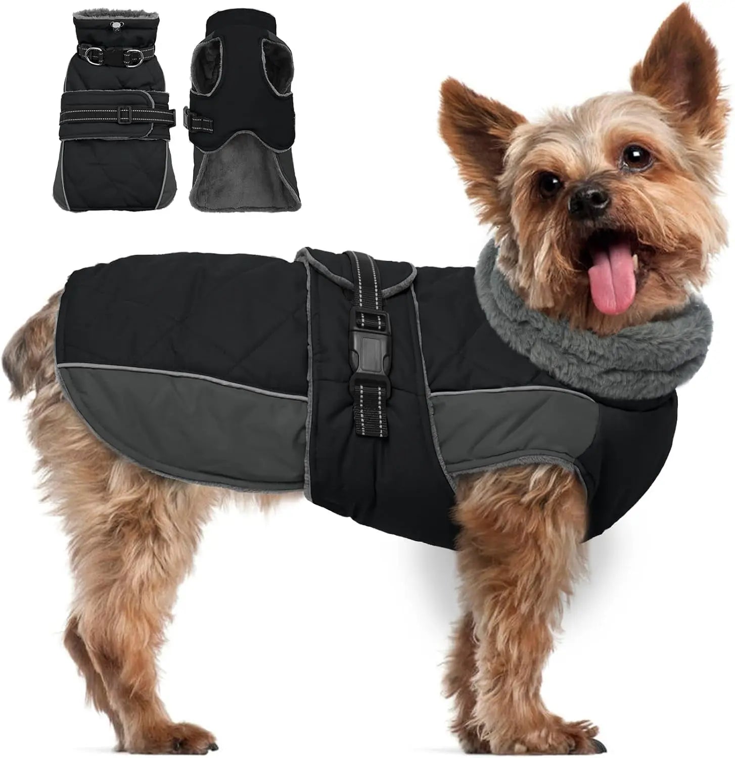 Warm Waterproof Dog Jacket Reflective Turtleneck Adjustable Coat XS–3XL