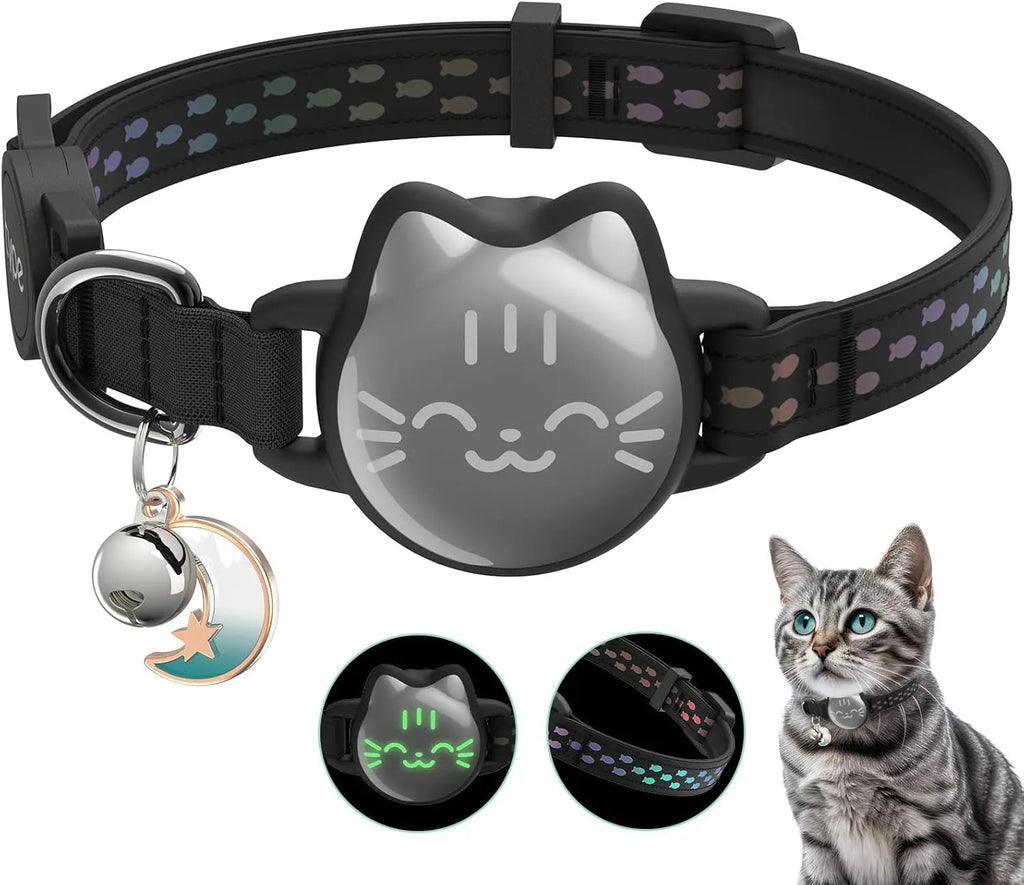 Reflective Waterproof AirTag Cat Collar with Breakaway Buckle