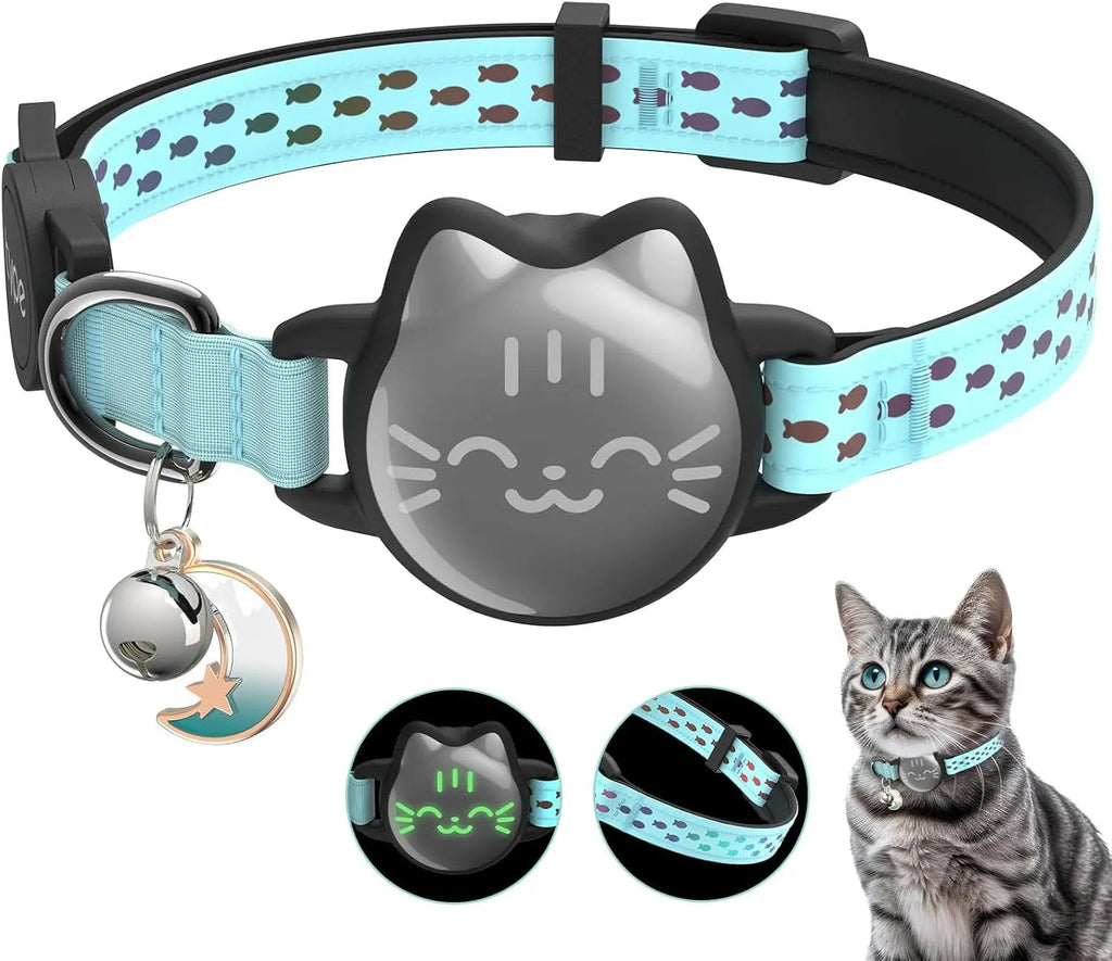 Reflective Waterproof AirTag Cat Collar with Breakaway Buckle