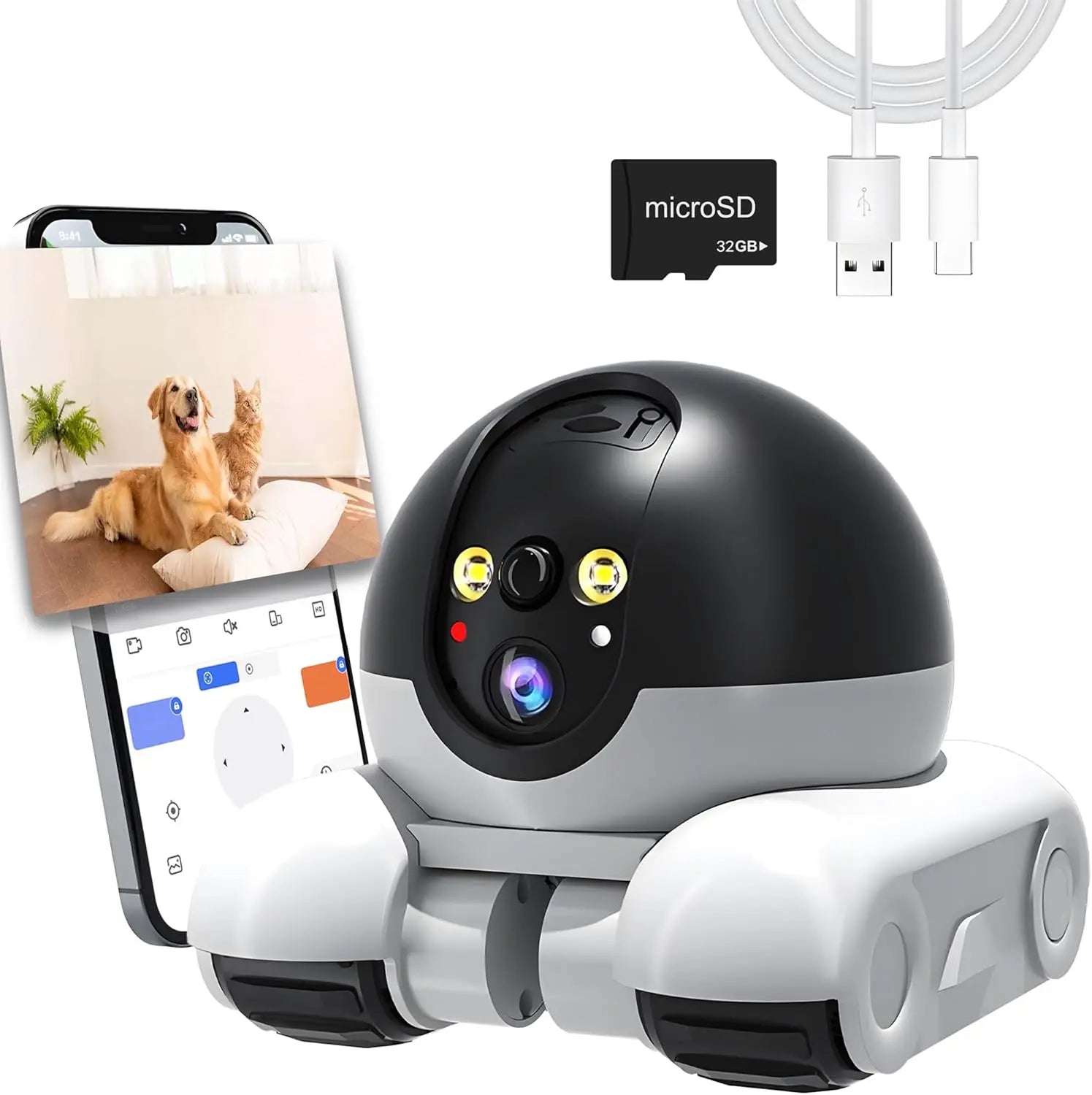 WiFi Pet Camera with Dual-Lens, Laser Play & Two-Way Audio
