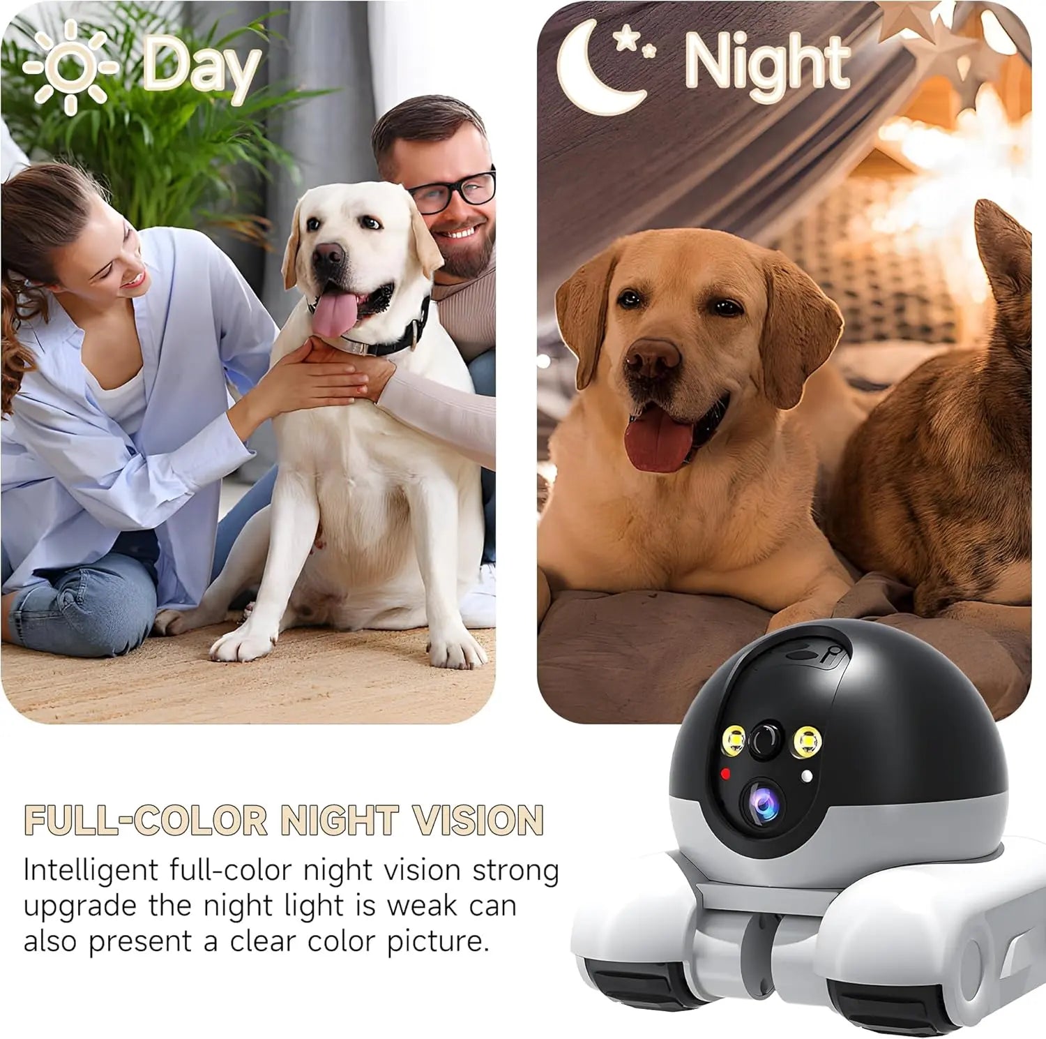 WiFi Pet Camera with Dual-Lens, Laser Play & Two-Way Audio