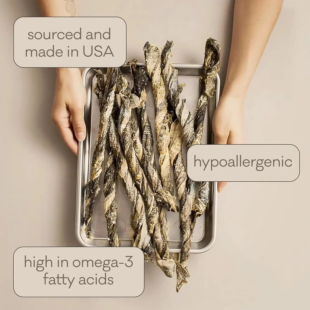 Wild-Caught Cod Skins Dog Treats – Single Ingredient, Grain-Free