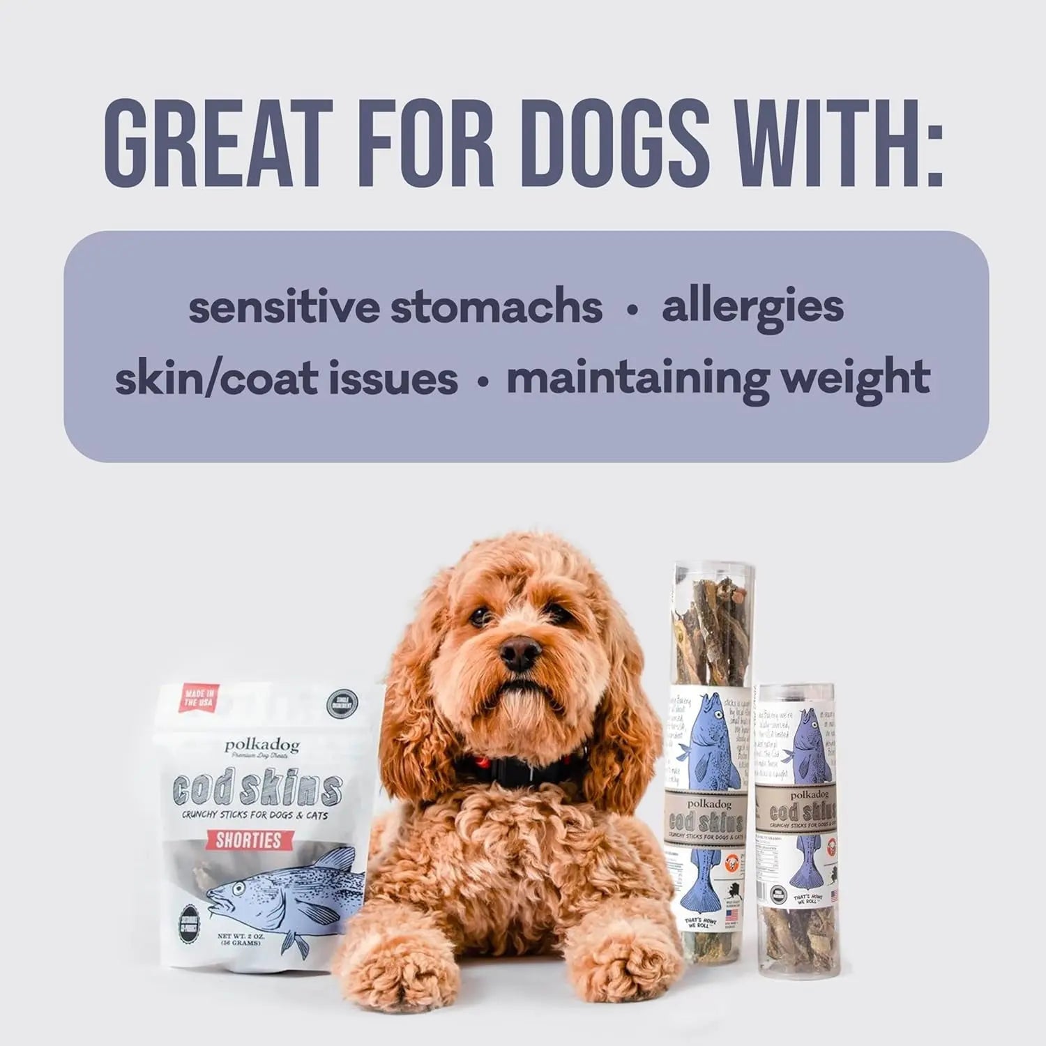 Wild-Caught Cod Skins Dog Treats – Single Ingredient, Grain-Free