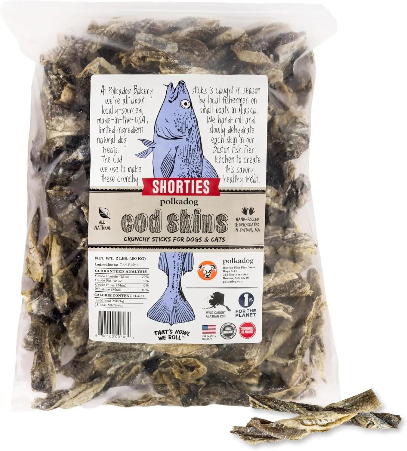 Wild-Caught Cod Skins Dog Treats – Single Ingredient, Grain-Free