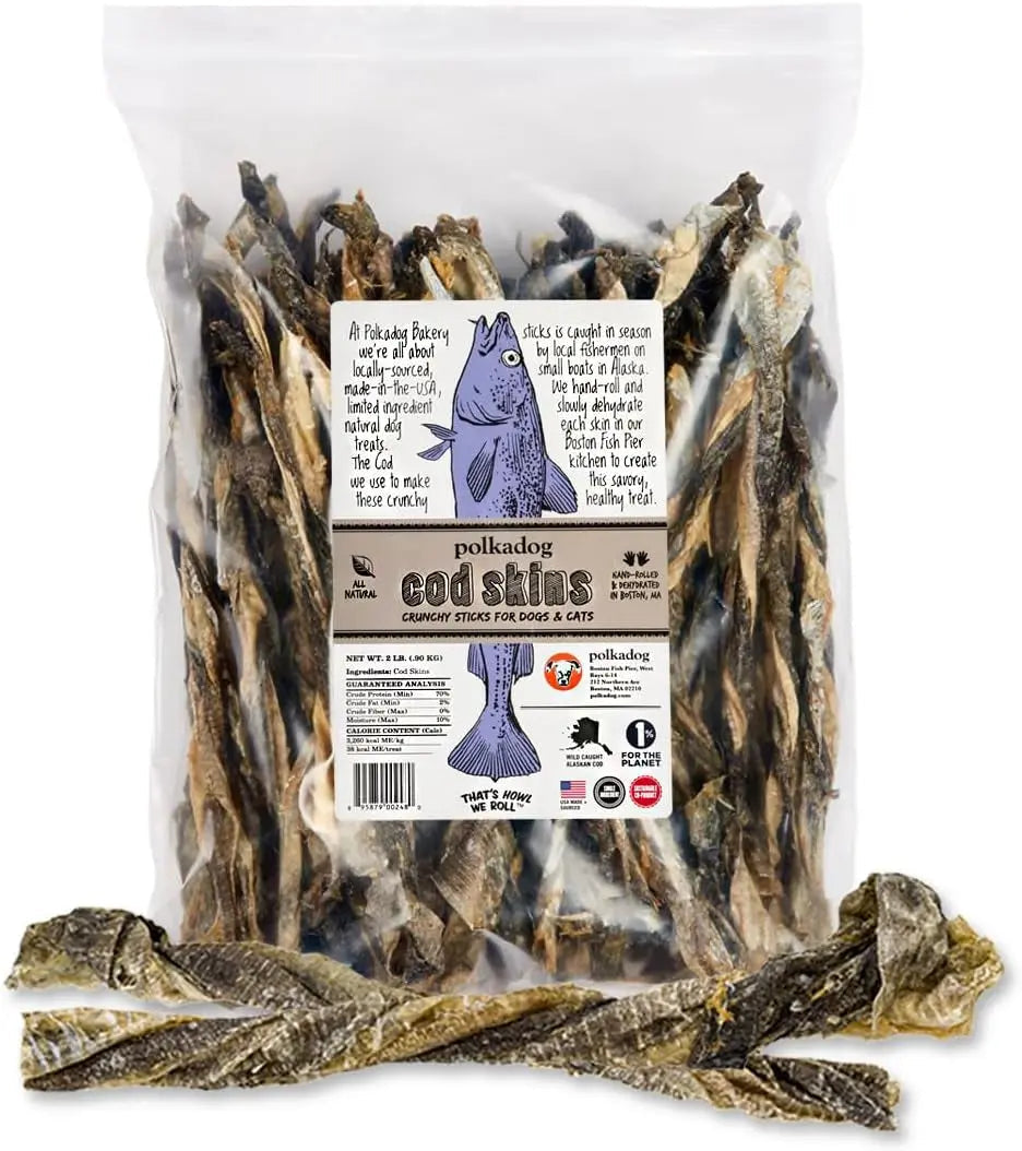 Wild-Caught Cod Skins Dog Treats – Single Ingredient, Grain-Free