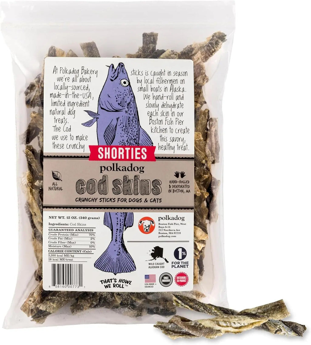 Wild-Caught Cod Skins Dog Treats – Single Ingredient, Grain-Free