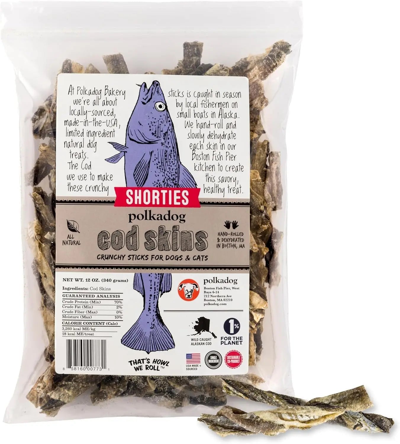 Wild-Caught Cod Skins Dog Treats – Single Ingredient, Grain-Free