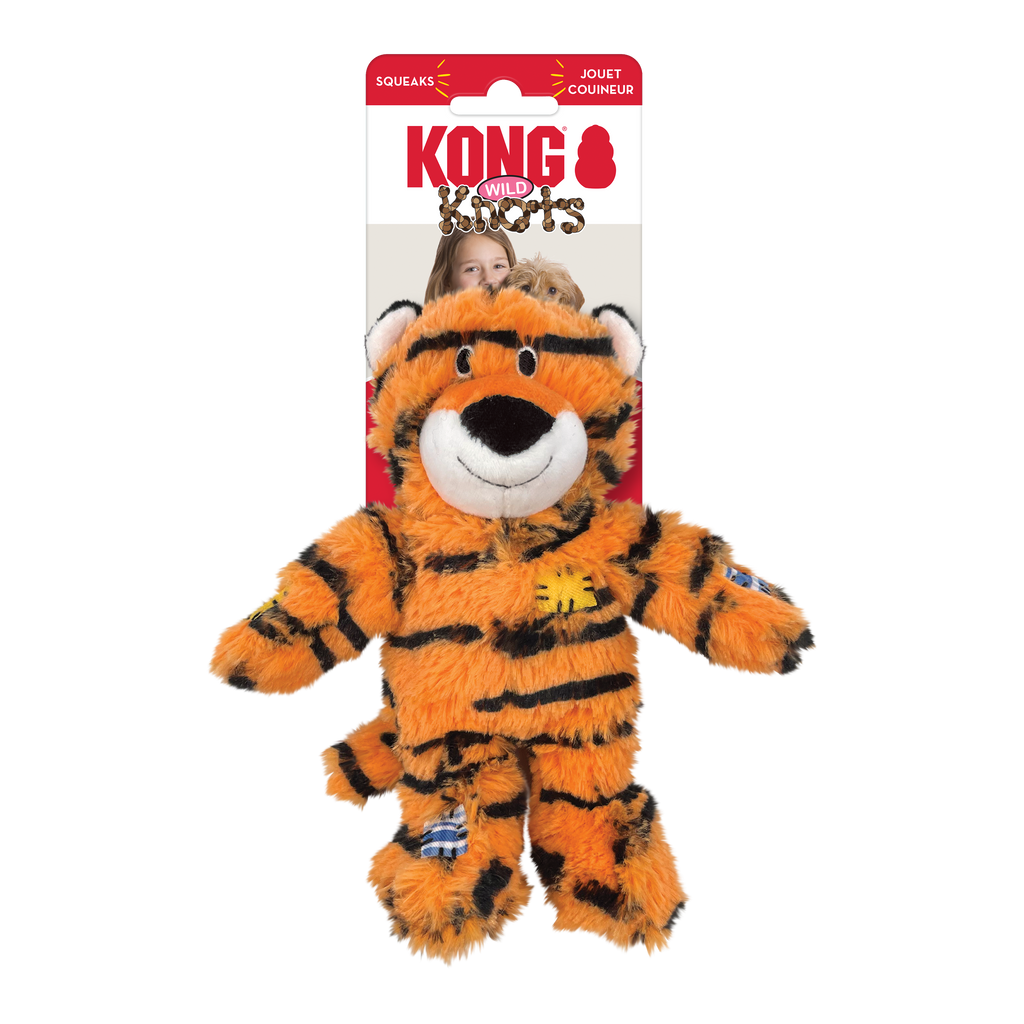 KONG Wild Knots Tiger Plush Dog Toy with Rope Skeleton